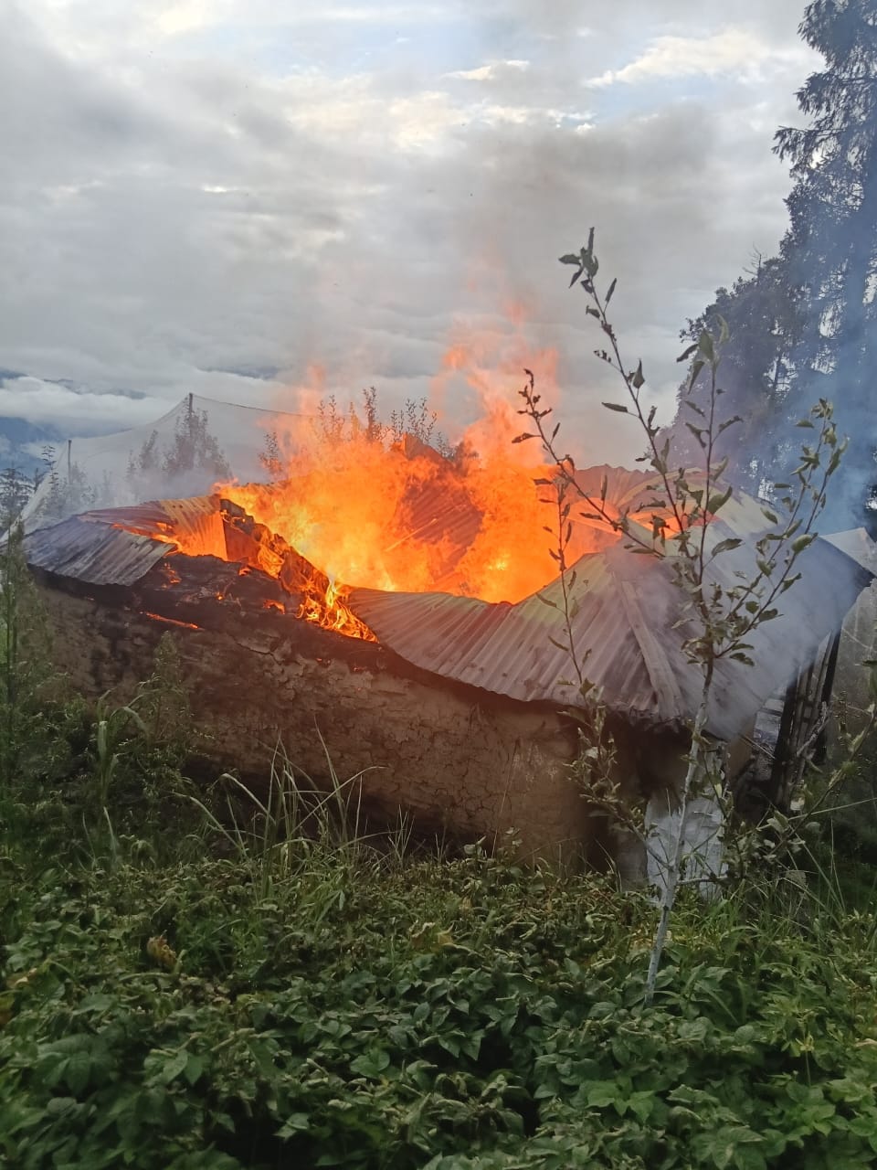 A two-room house burned in Jamida village