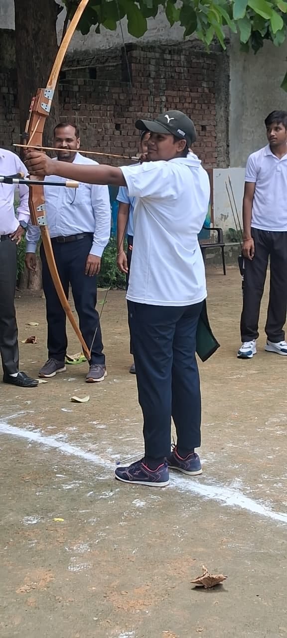 Students showcased their talent in the archery competition.