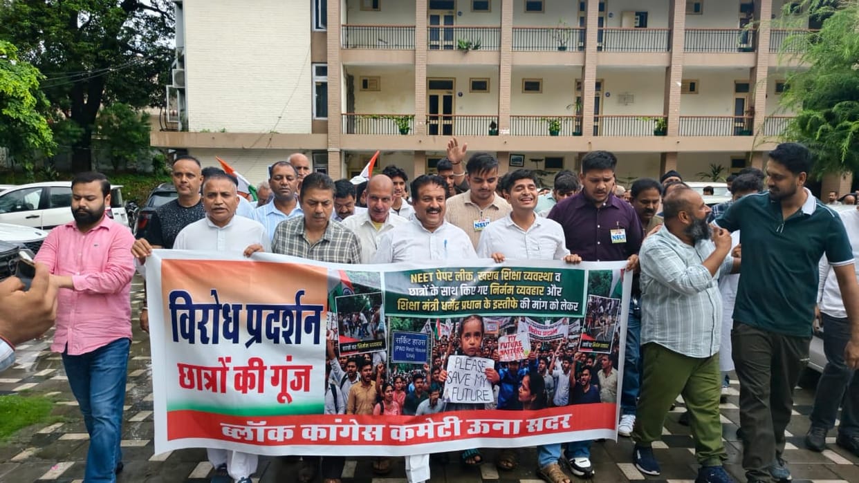 Congress took out a rally in the city over the NEET paper leak case.