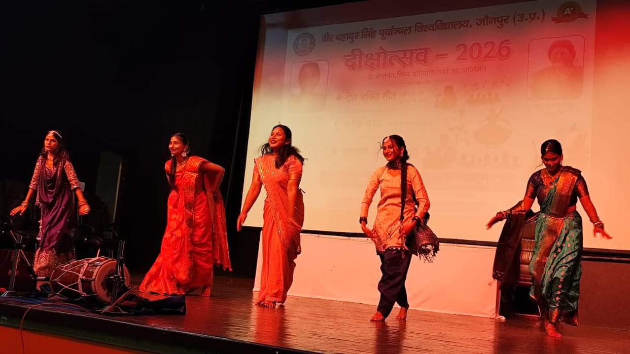University campus adorned with folk dances and patriotic songs during the convocation ceremony.