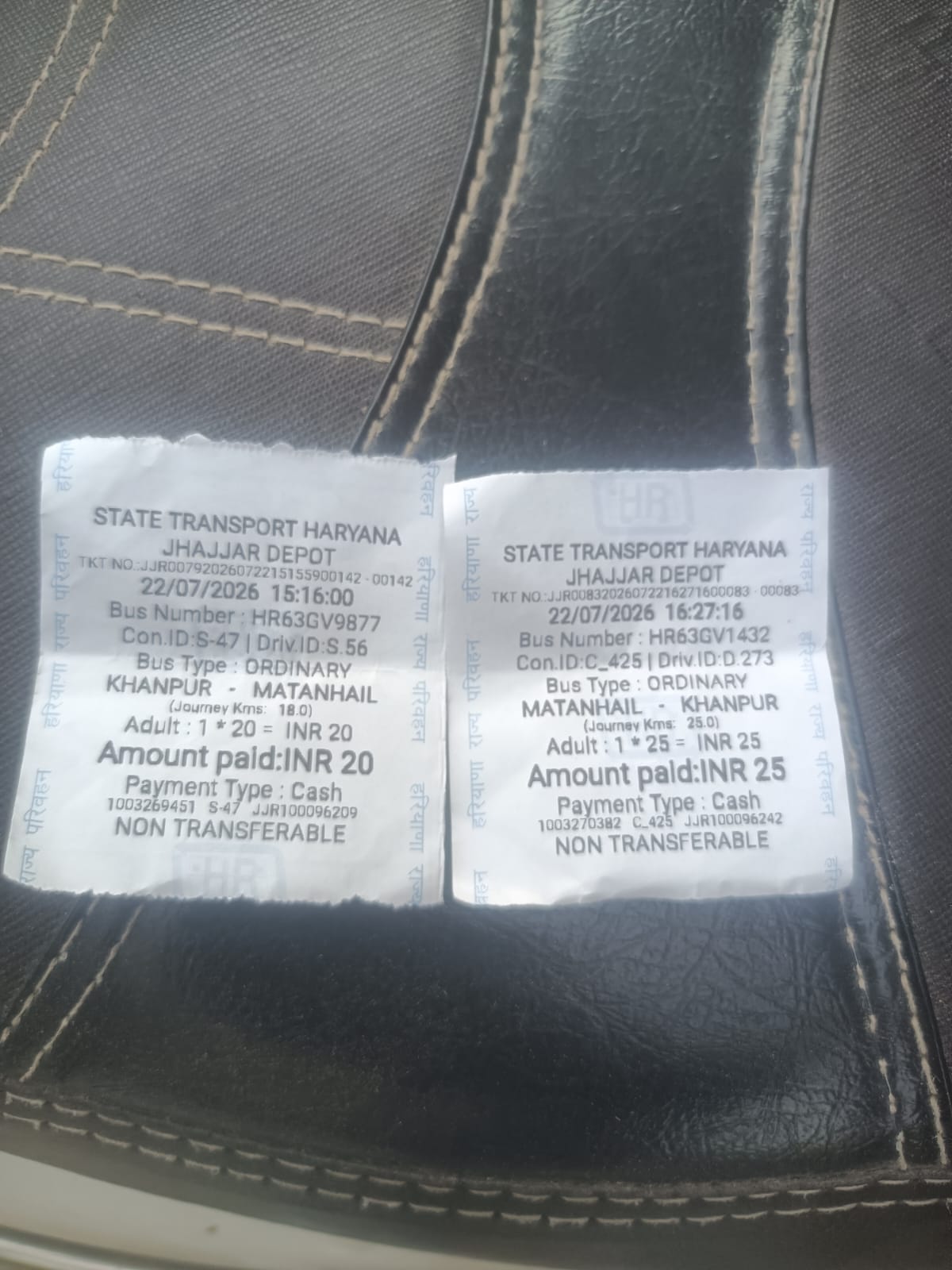 Different fares for the same distance on Roadways buses.