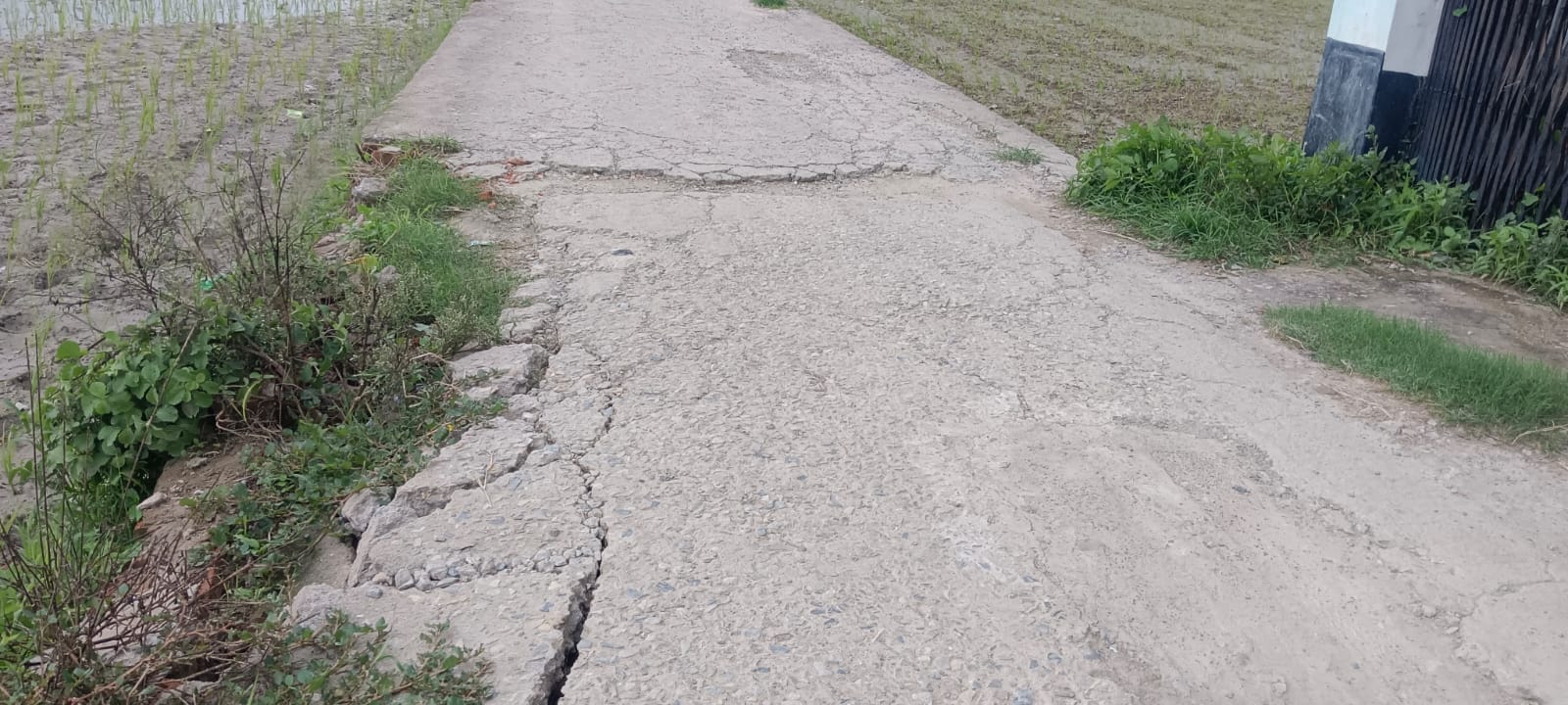 आरसीसी सड़क का किनारा धंसने से बढ़ा हादसे का खतरा, स्कूली वाहनों सहित ग्रामीणों का आवागमन प्रभा