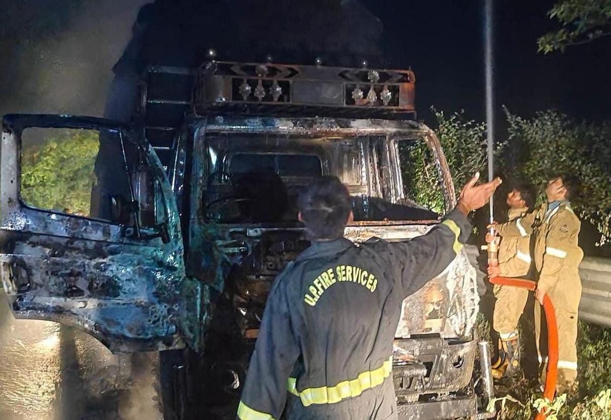 Fire breaks out in moving DCM truck