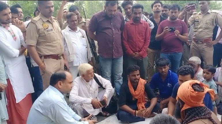 Road blocked after being denied entry to the temple