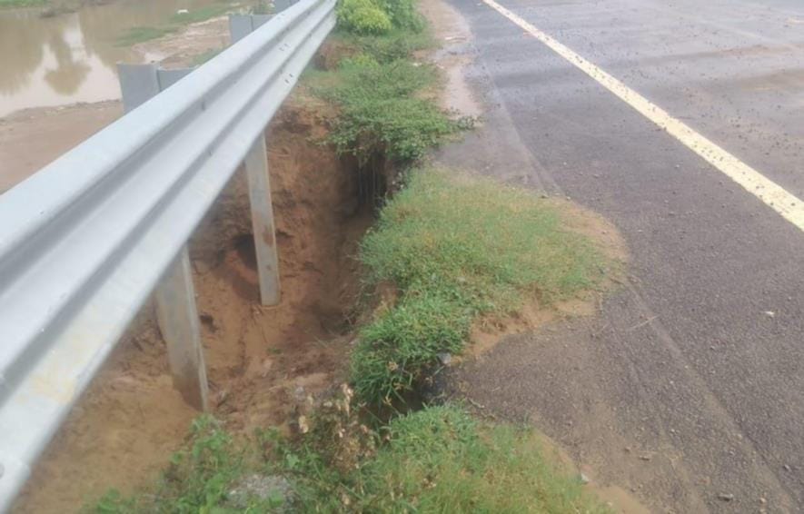 The Gilaula bypass, built at a cost of crores, began to cave in during the very first rain.
