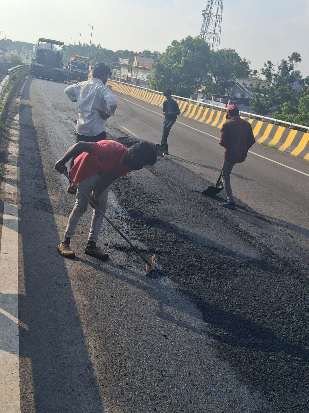 NHAI busy filling highway potholes ahead of Kanwar Yatra.