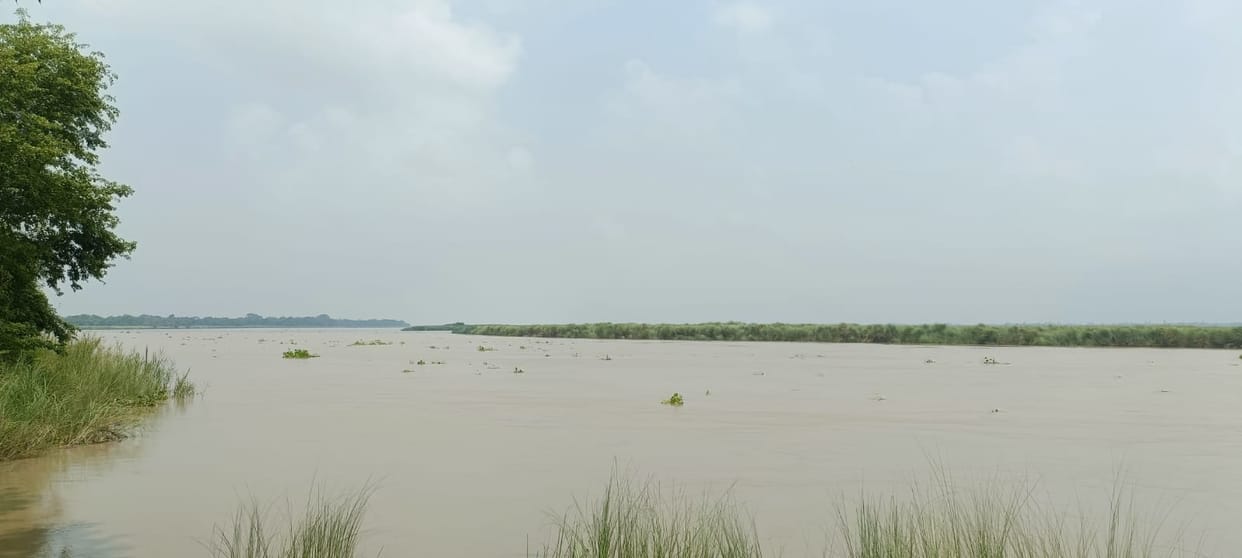 The water level of the Saryu has risen, 99 cm below the danger mark