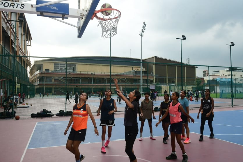45 basketball players from the district appeared for trials.