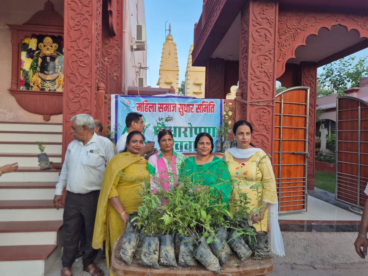 Tree plantation at Sai Baba temple complex; 200 saplings distributed to devotees.