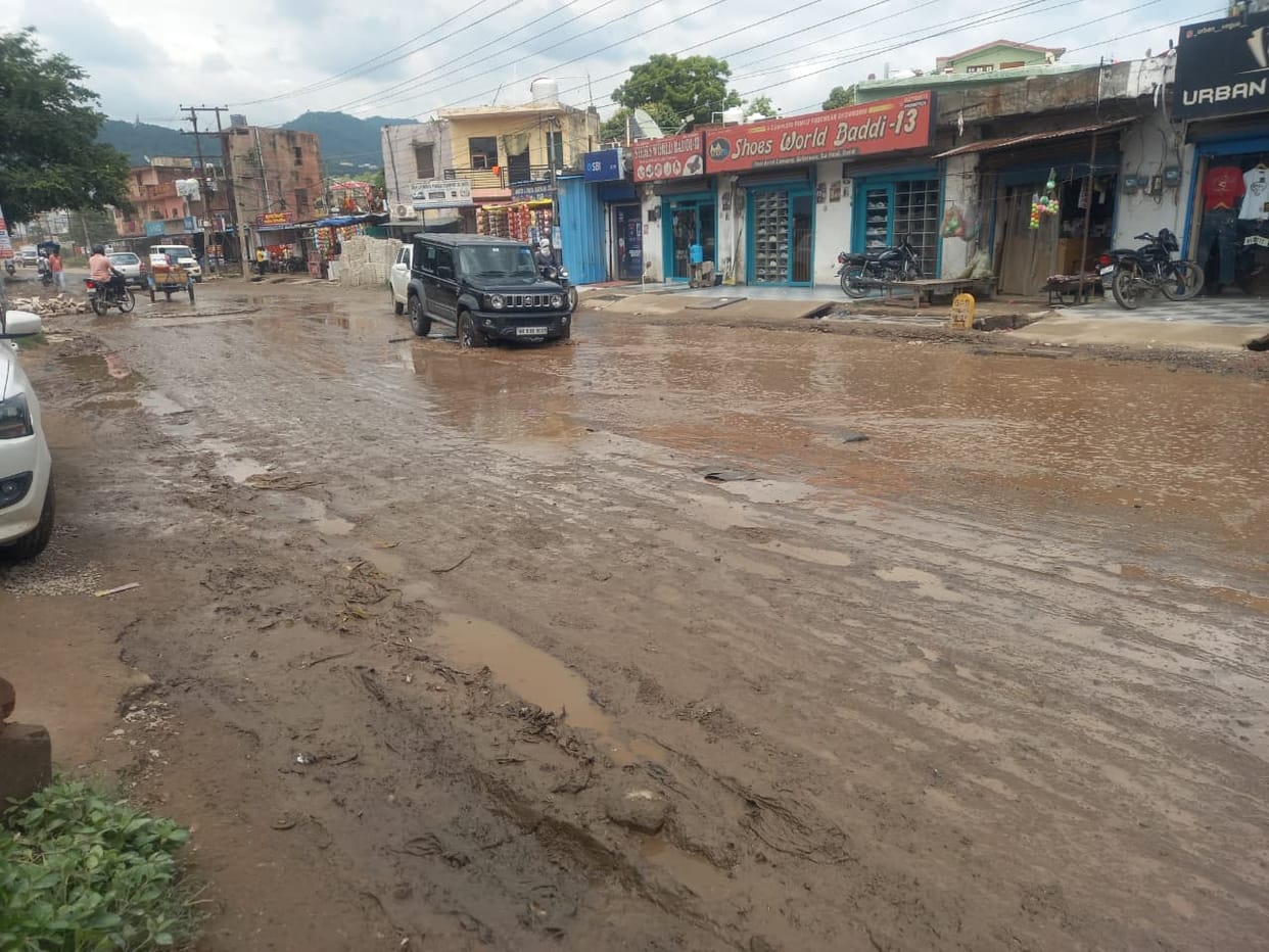 Baddi-Sai road riddled with potholes; the journey is a test of endurance.