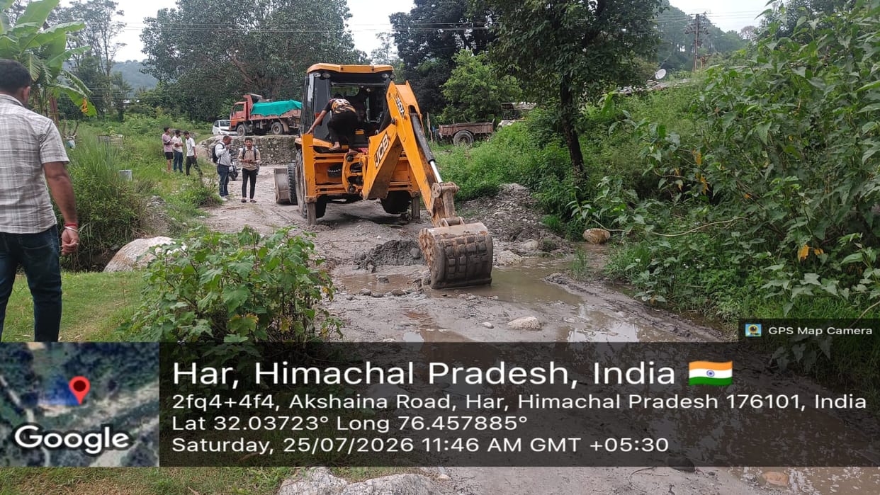 Access paths created for illegal mining in the Neugal Khad were blocked using a JCB.