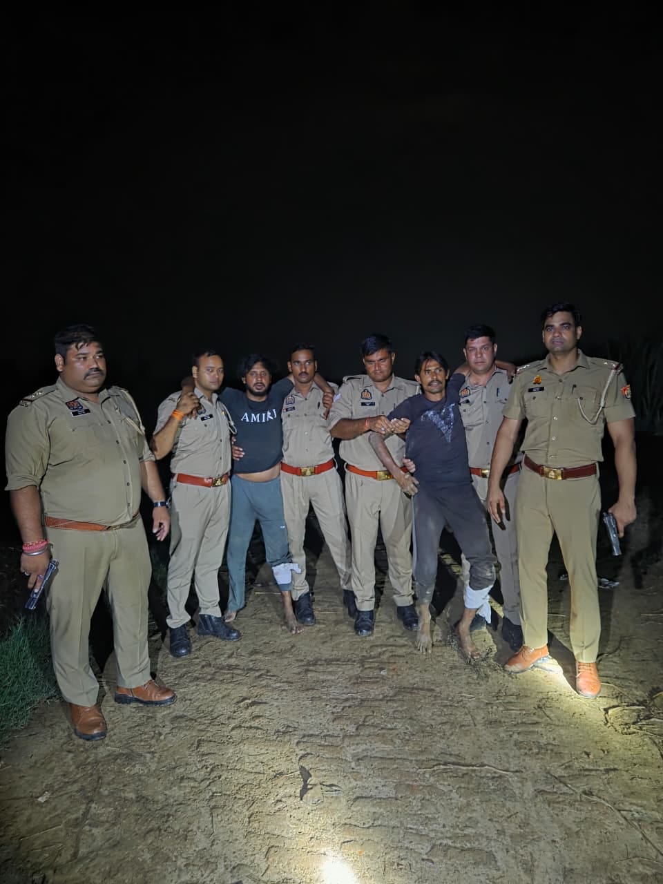 Encounter during attempted killing of a protected animal; two accused injured in firing.