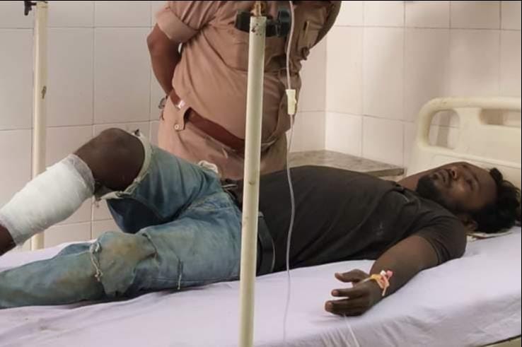 Police clash with buffalo thieves; one injured by gunfire, five arrested.