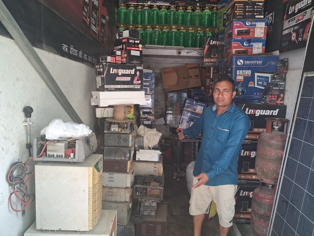 Theft of goods worth lakhs of rupees from an inverter-battery shop.