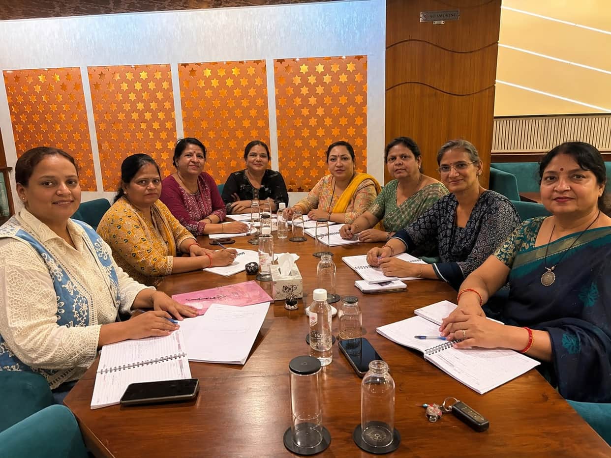 Rustagi Mahila Mandal finalizes the outline for the Teej Festival.