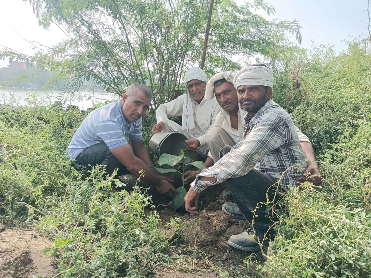 34-गांव मोखरा में कारगिल शहीदों की याद में पेड़ लगाते ग्रामीण व अन्य। स्रोत: ग्रामीण