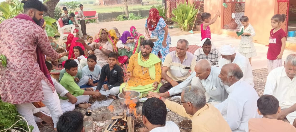 Villagers performed a havan at the Shiva temple for rain.