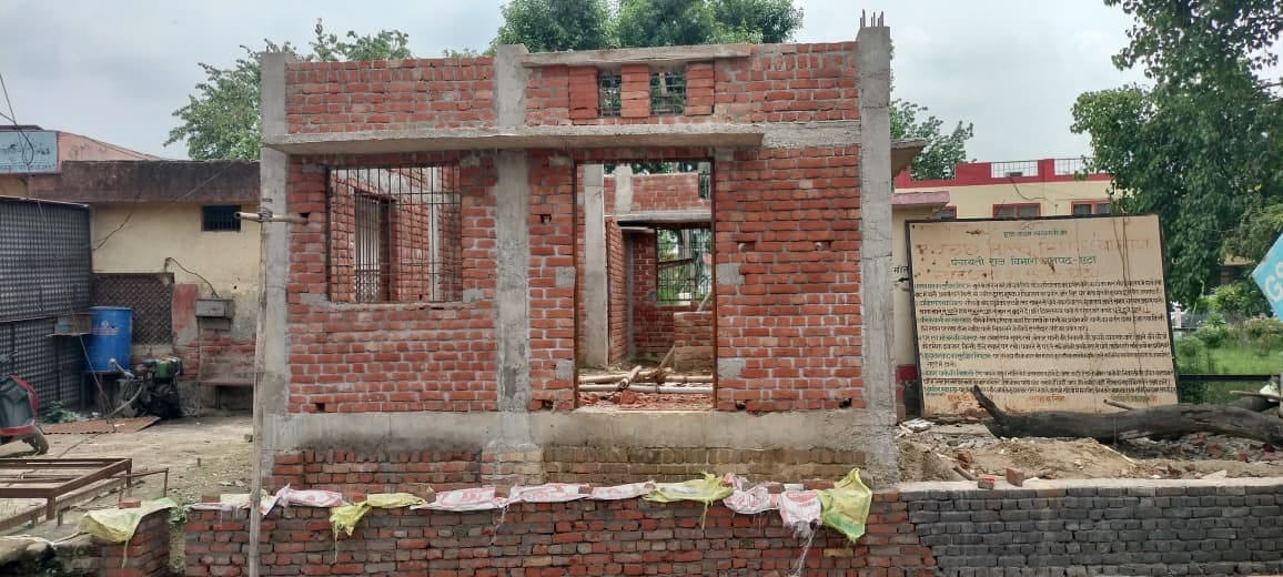 Construction work on the Prerna Canteen has begun at the Vikas Bhawan complex.