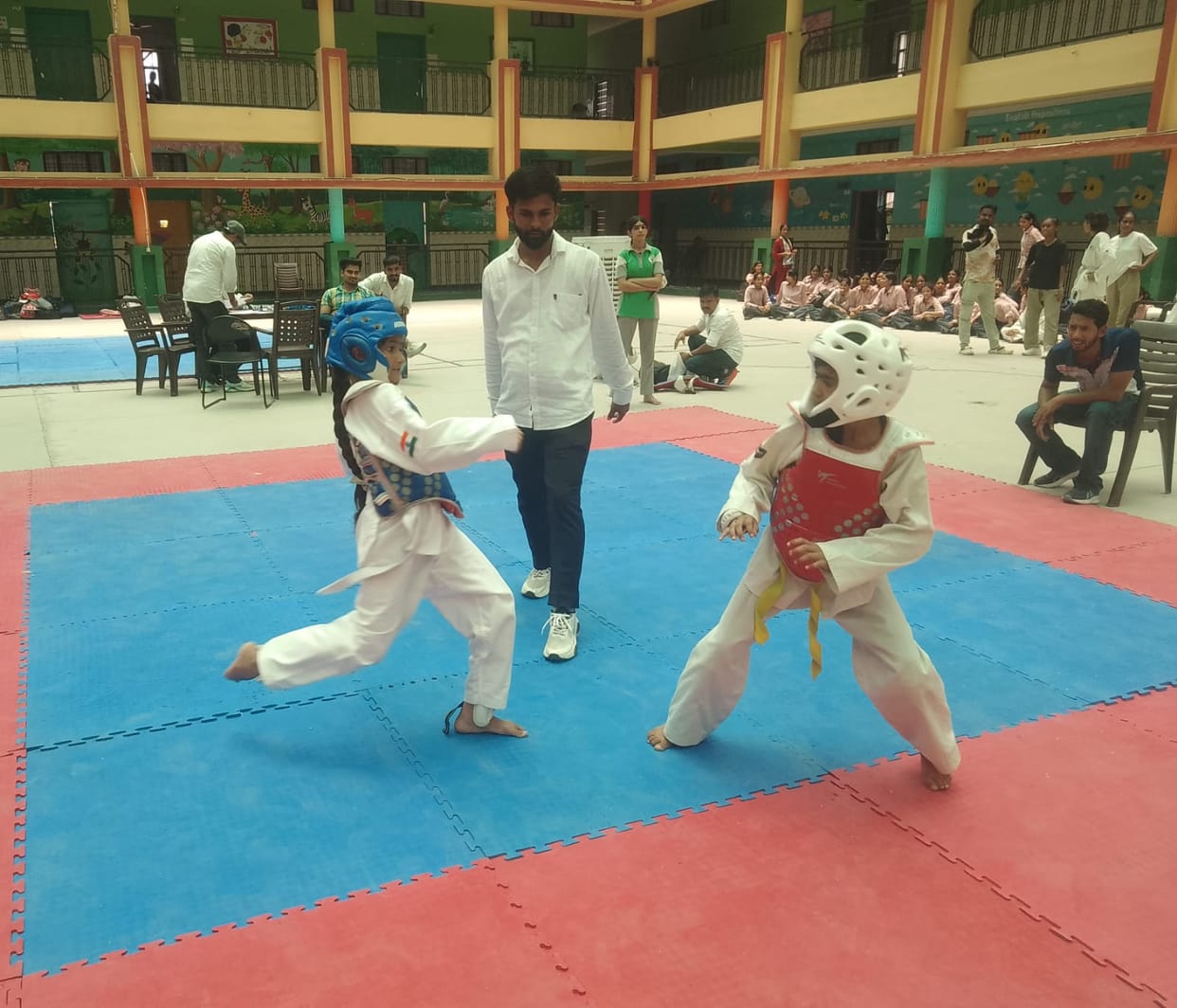 Ashvi, Payal, Khushi, and Yashvi secured the first position in the Yoga category.