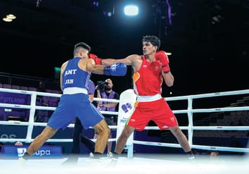 At the Commonwealth Games, Ankush Panghal from Bhai Riyan showed off his punching power