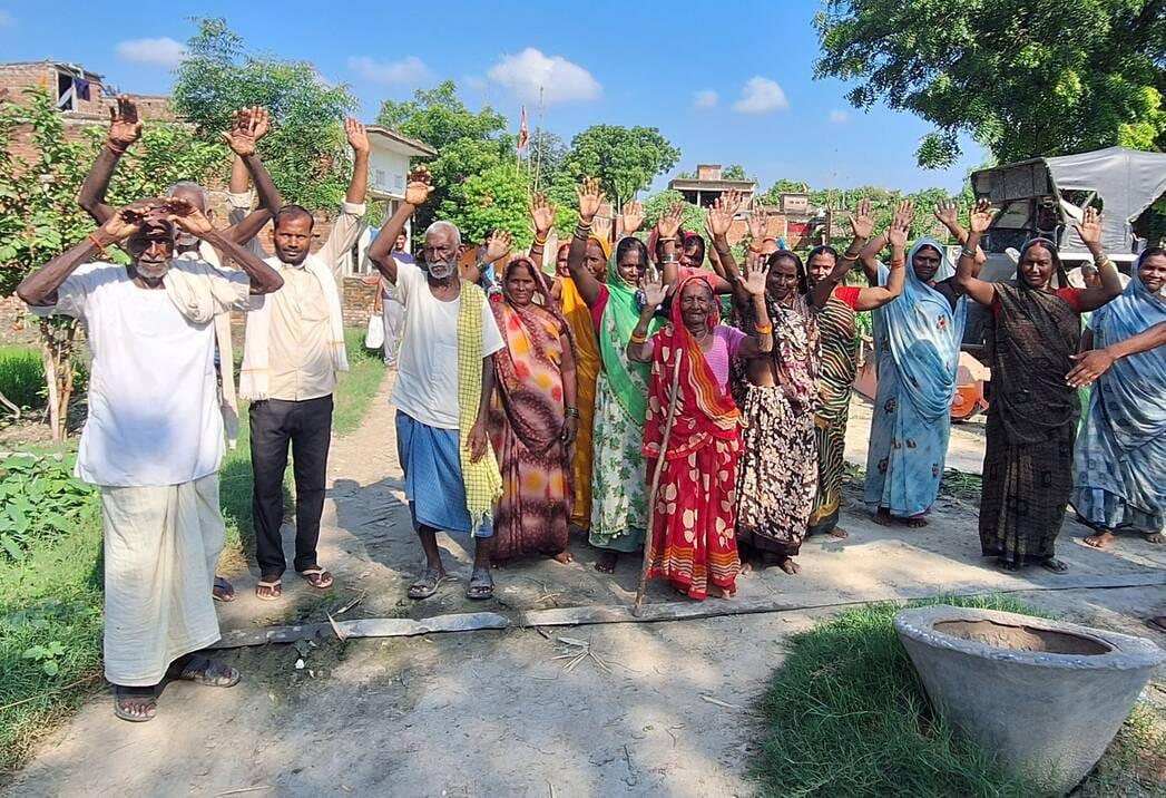 Villagers staged a protest, upset over waterlogging.