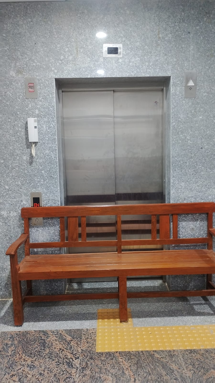 Elevator out of order in the new 200-bed hospital building as well.