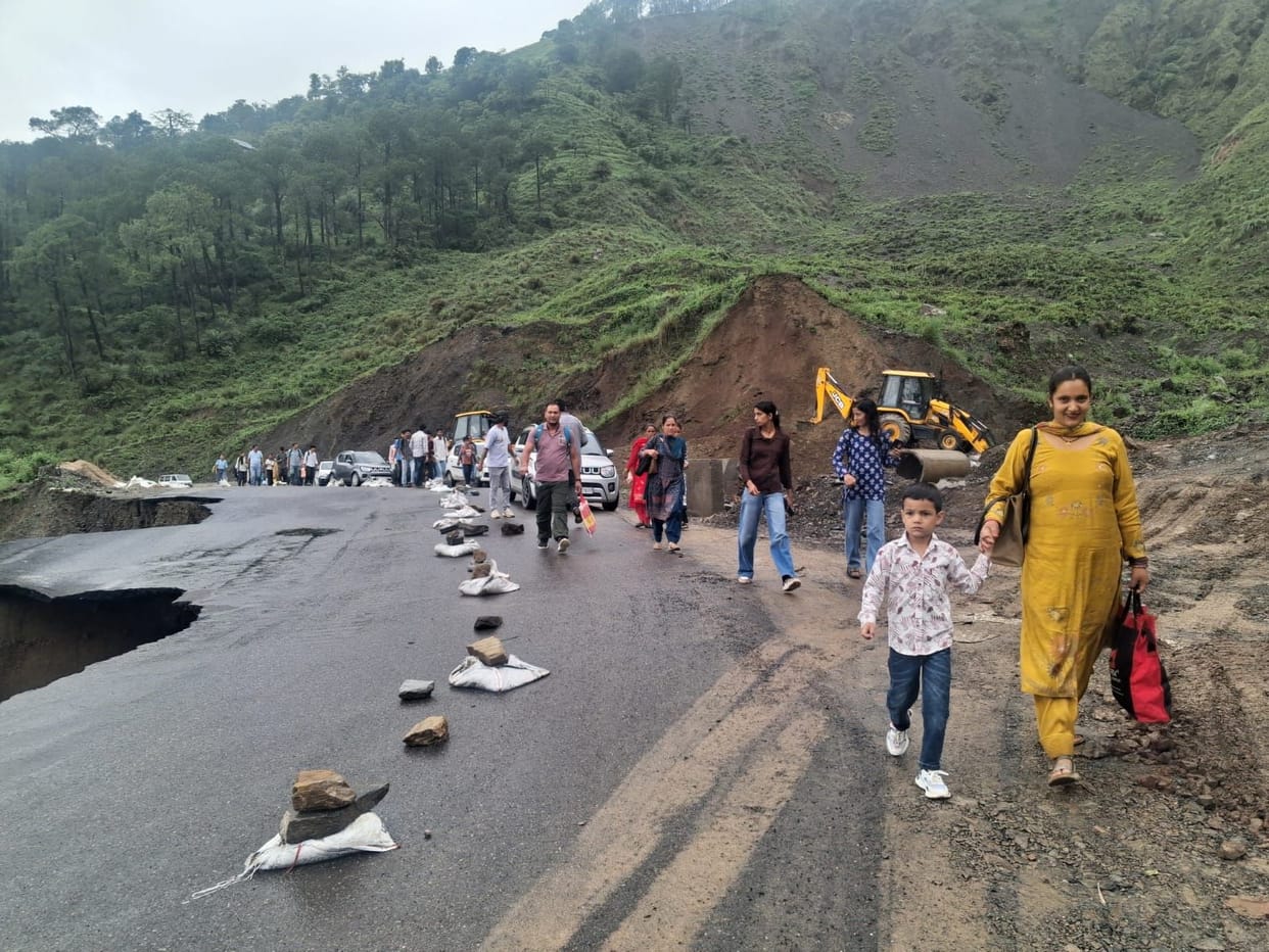 Highway restored at Kotropi via new diversion; danger persists.