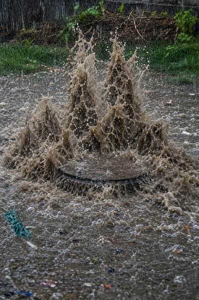 Sewers overflowed in Sectors 16 17 after 20 minutes of rain.