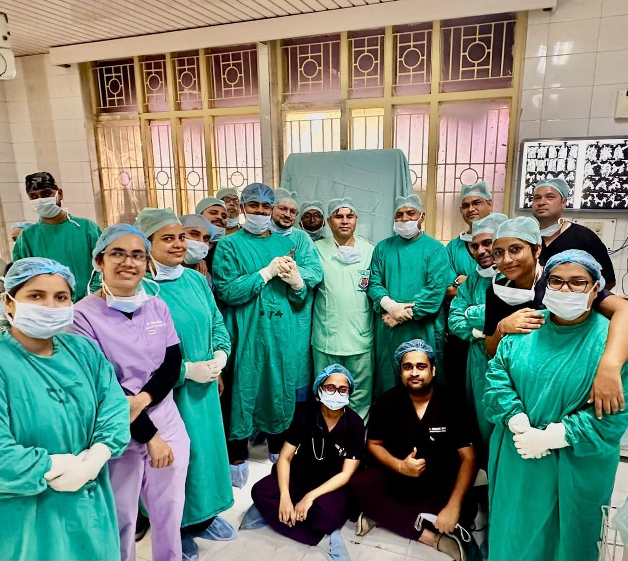 Doctors saved the patient's life by removing the knife embedded in the chest.