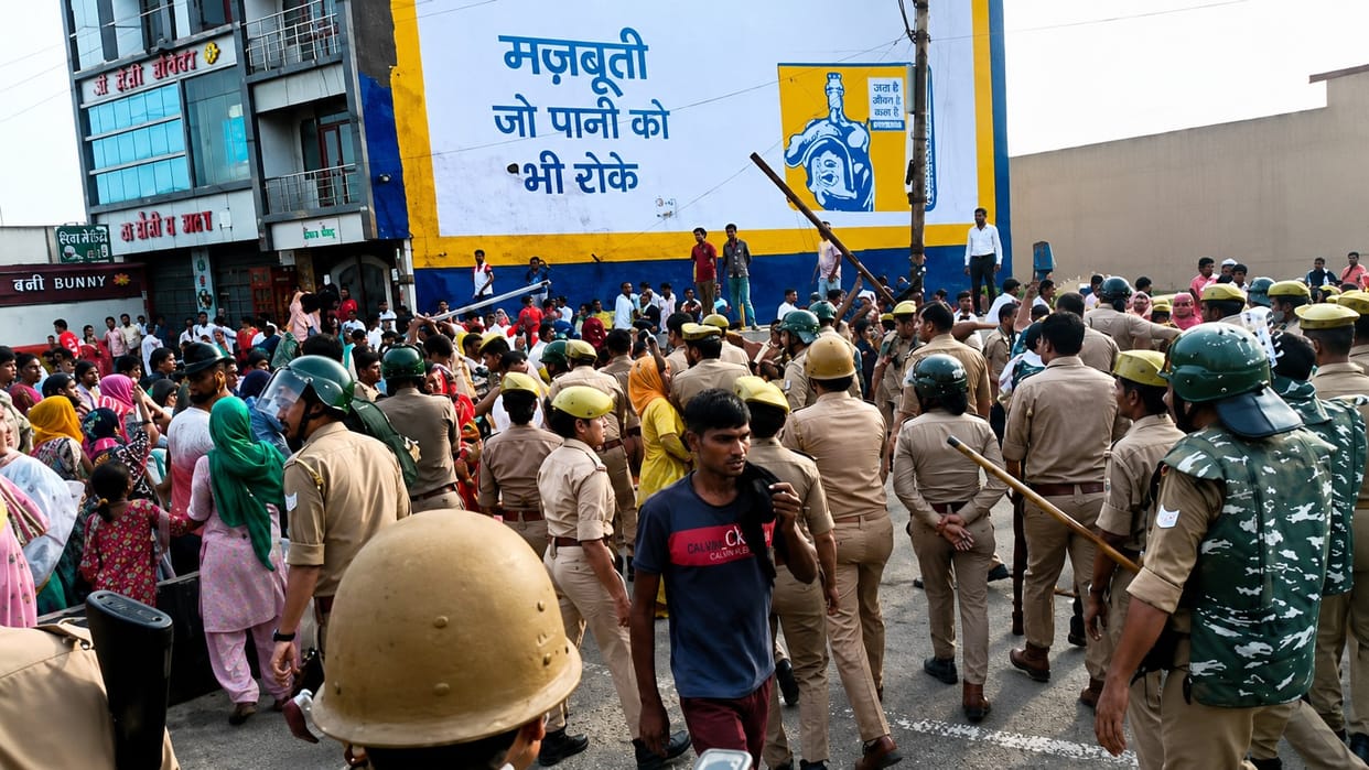 Angered by the murder of a young man, people blocked the highway and pelted the police with stones.