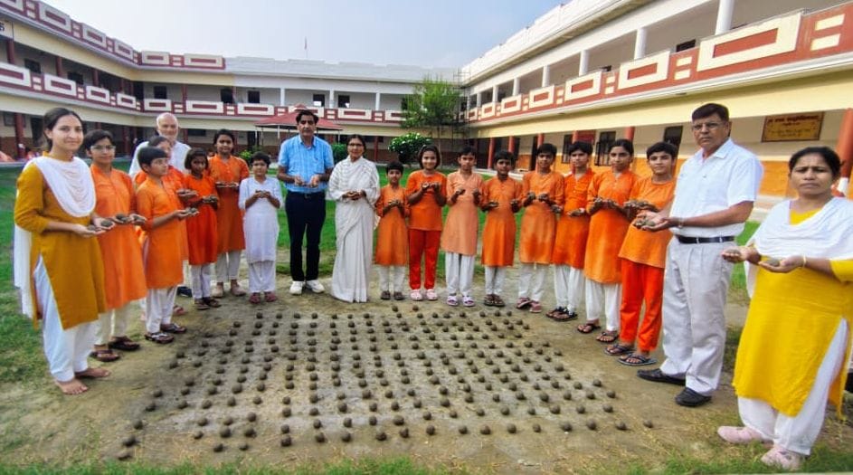 Students of Vishwavara Kanya Gurukul donated over 300 seed balls.