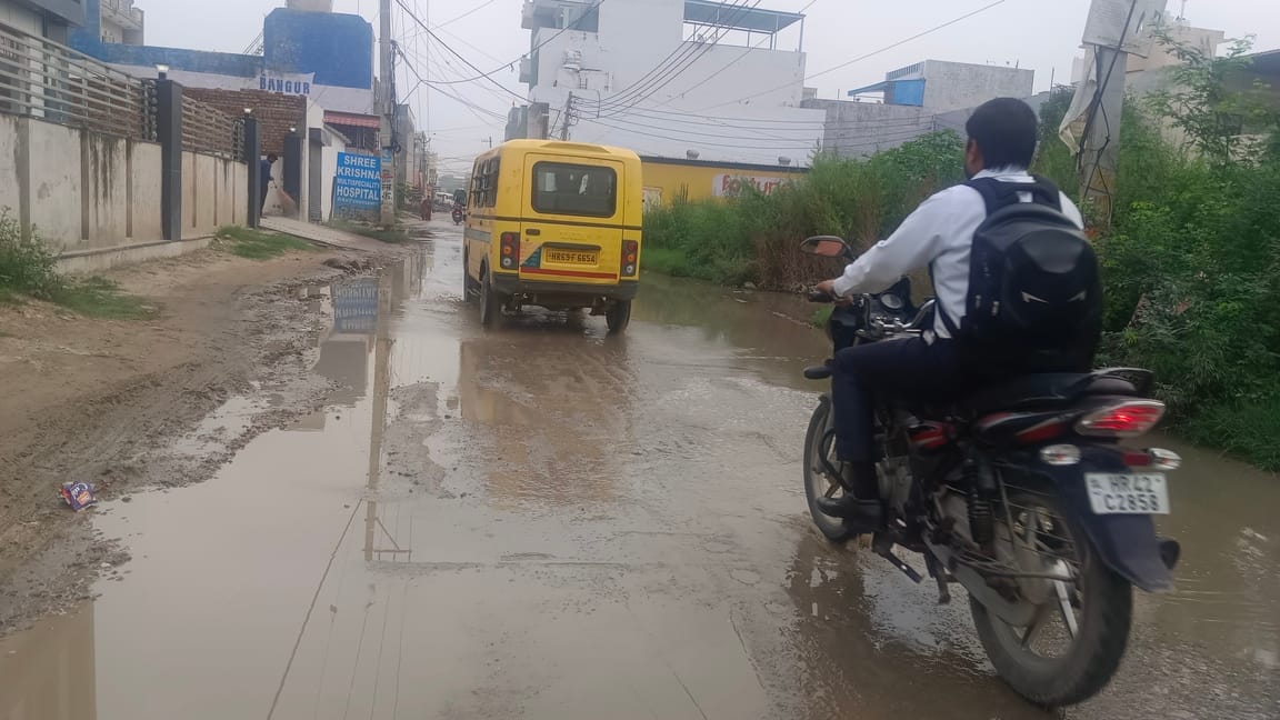 Waterlogging in Gannaur due to clogged drains; departments bicker over responsibility.
