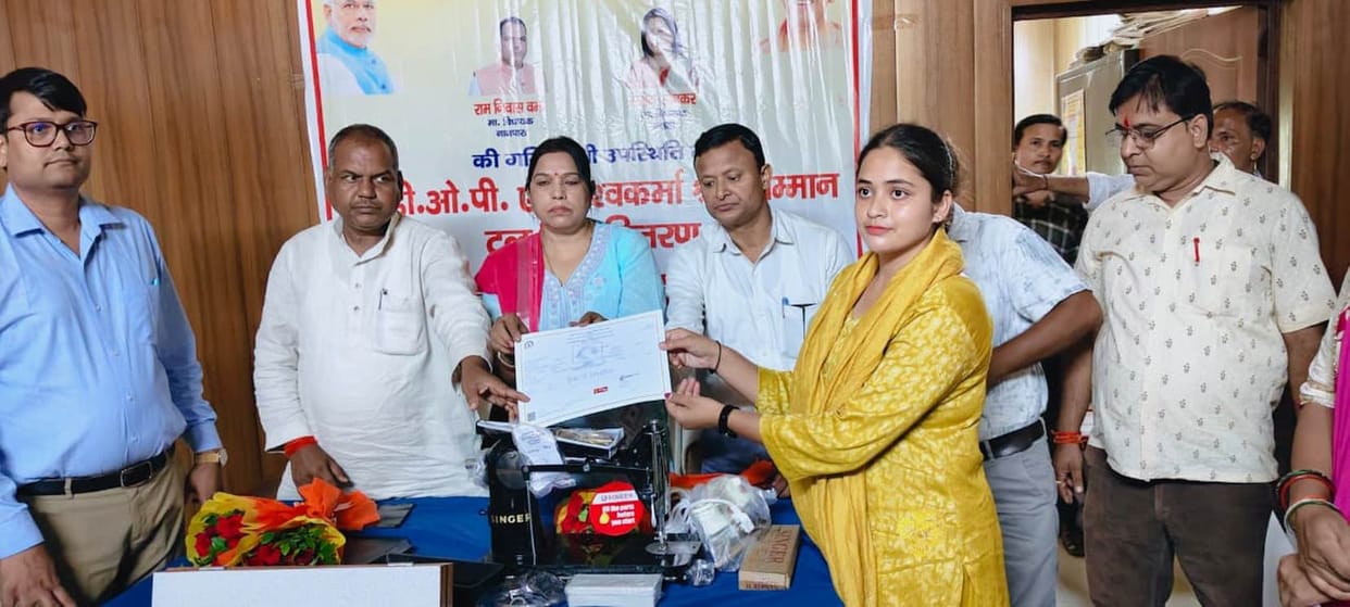 Toolkits distributed to beneficiaries of the Shram Samman Yojana.