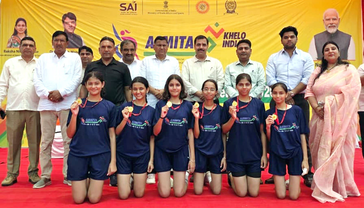 Gyan Ganga Global School wins Sepak Takraw Women's League title.