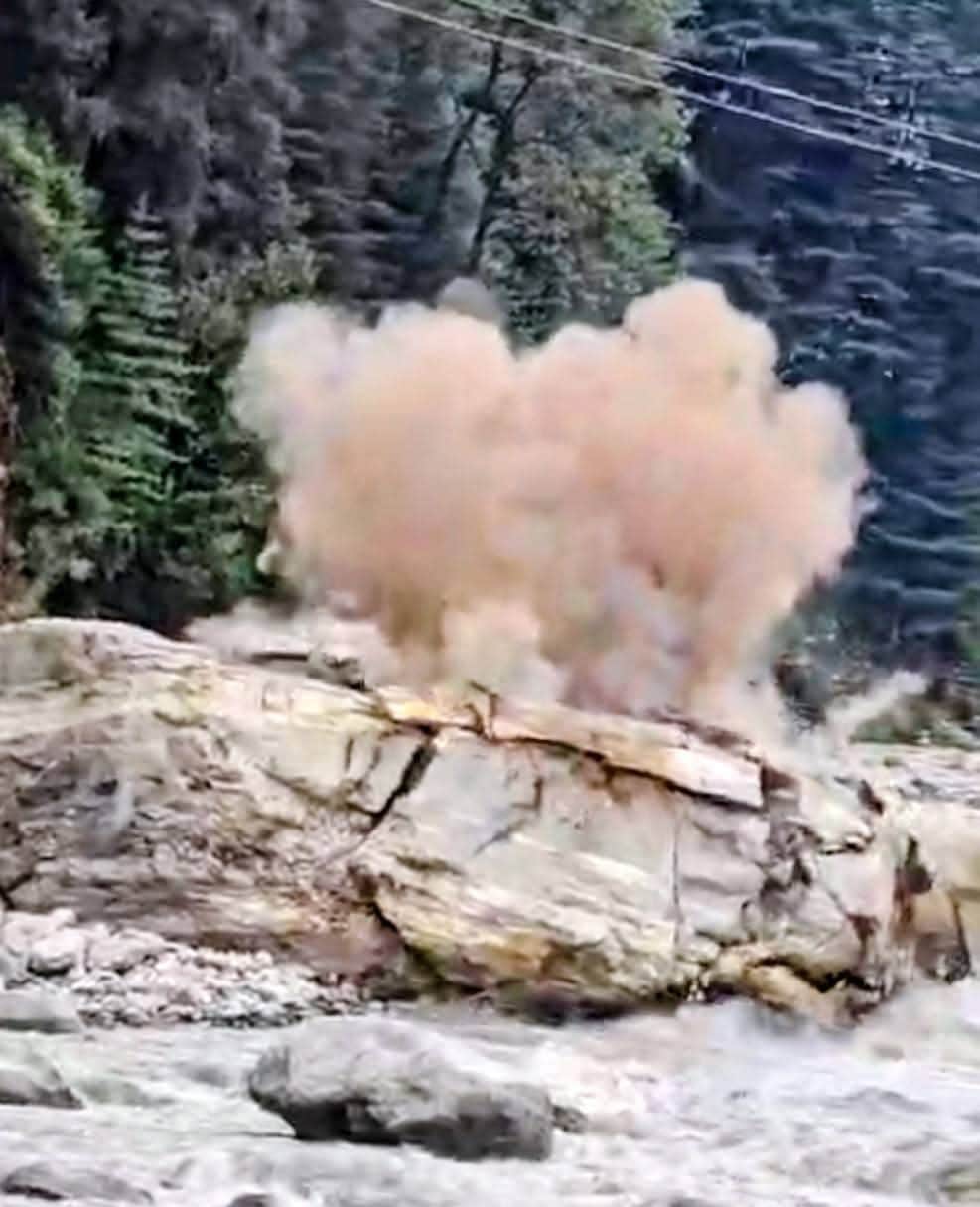 Rock shattered via blasting in Beas; major danger averted.