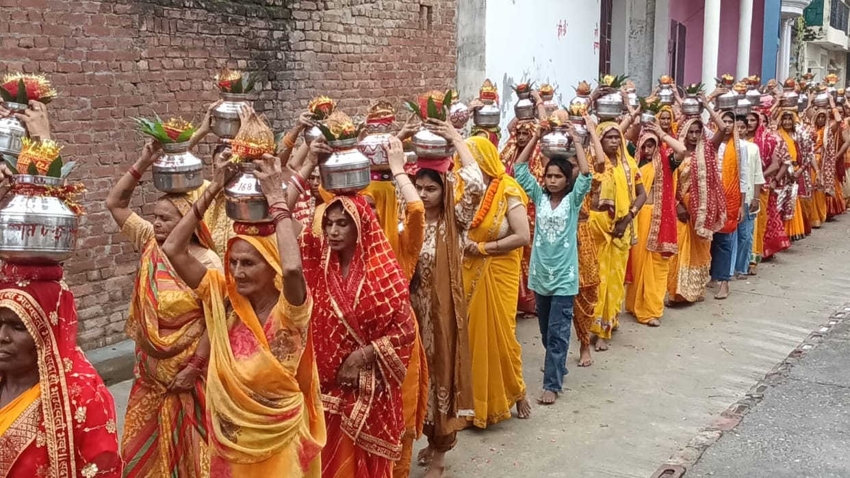 Shrimad Bhagwat Katha begins with Kalash Yatra in Chamraula