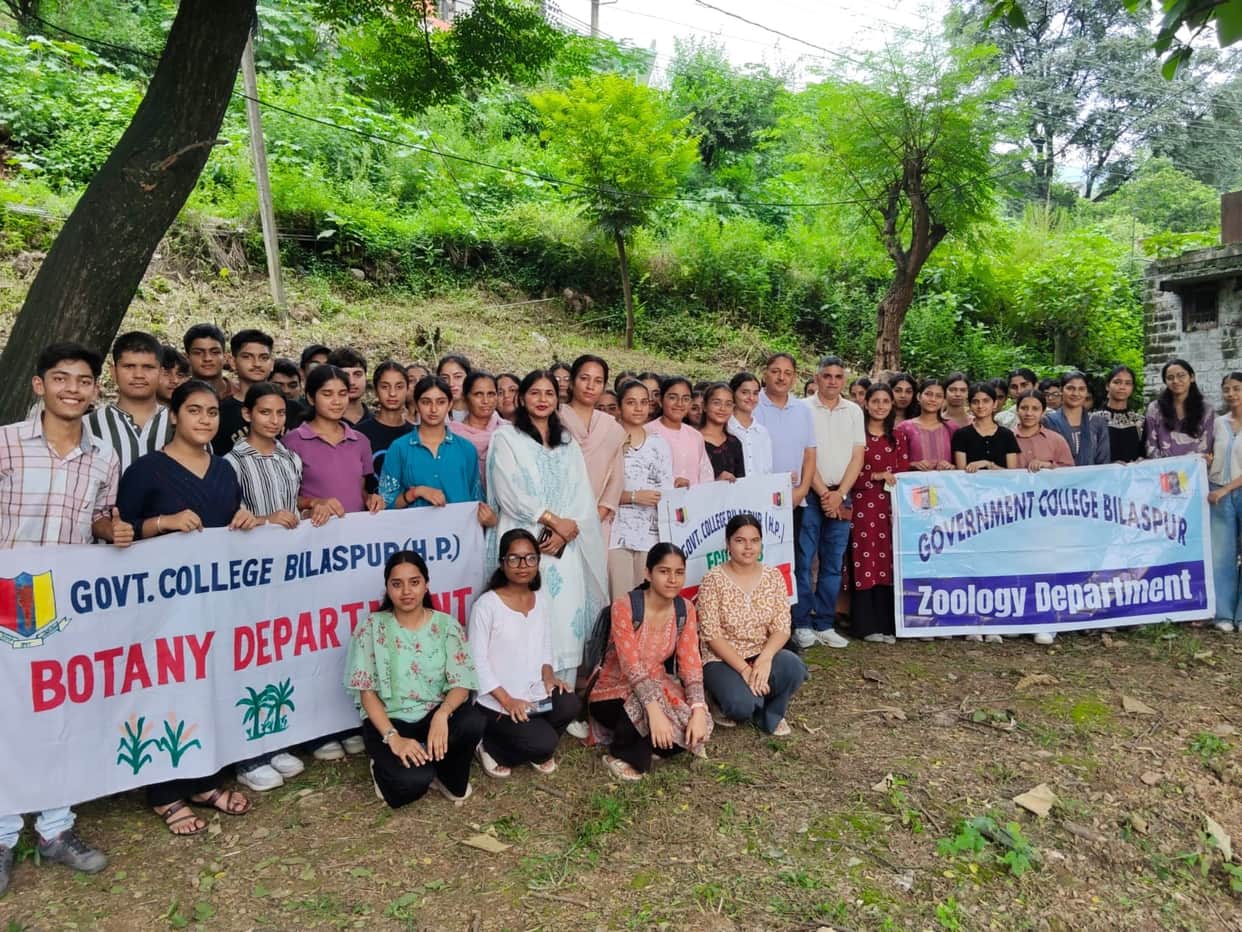 Students at Bilaspur College conveyed a message of environmental conservation through tree plantation.