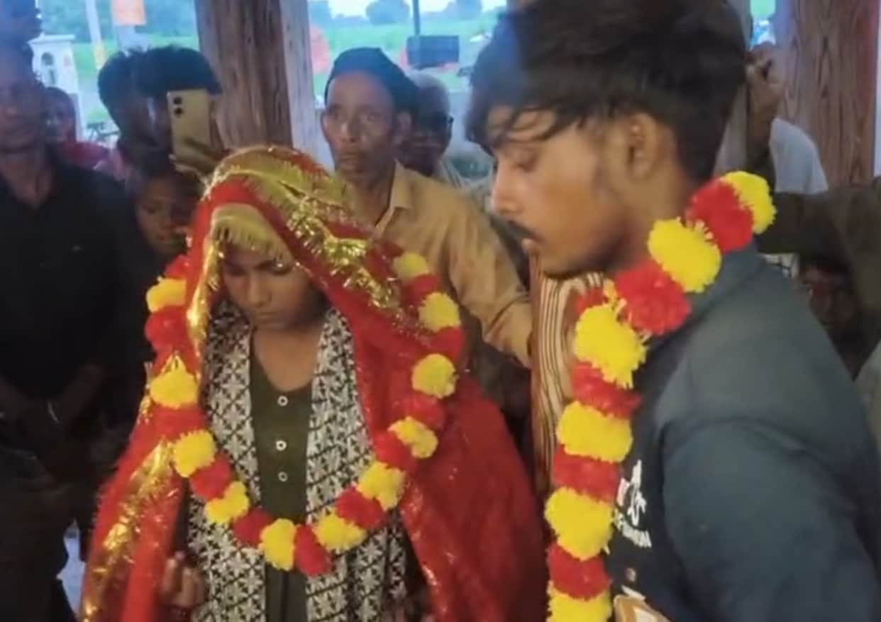 Villagers caught a young couple and got them married in a temple