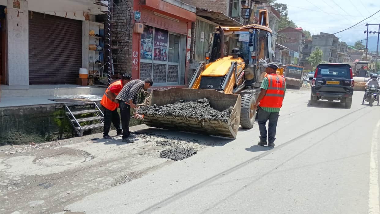 As the CM's convoy passed by, the road got a facelift too.