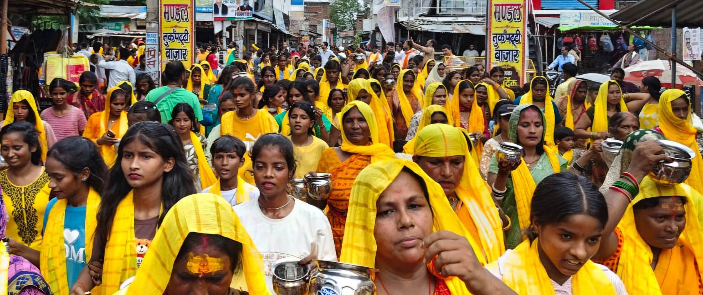 सूर्य प्राकट्य उत्सवके अवसर पर 5निकाली गई कलश यात्रा में शामिल कन्याएं व अन्य।संवाद