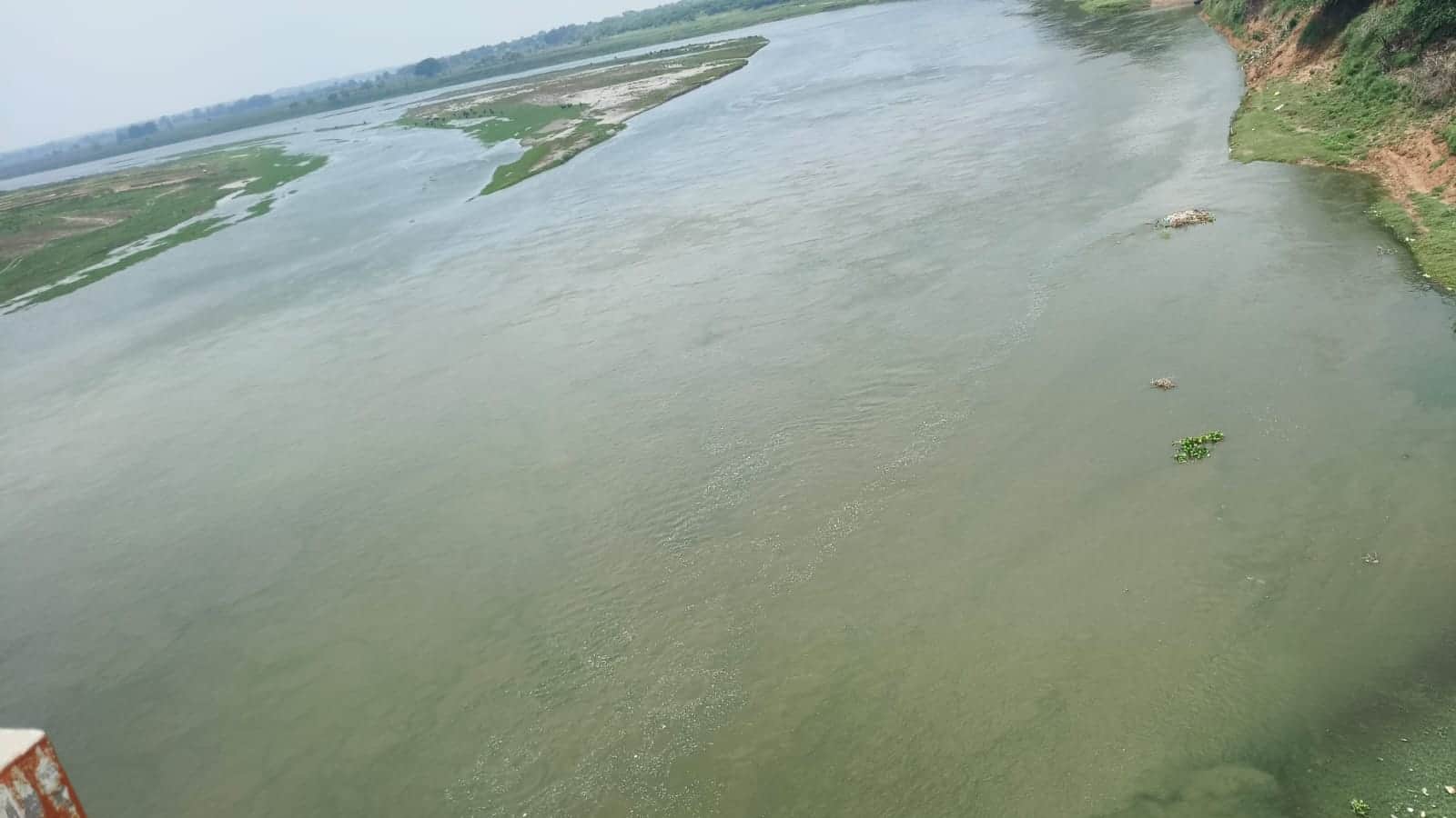यमुना नदी में बढ़ा जलस्तर।संवाद