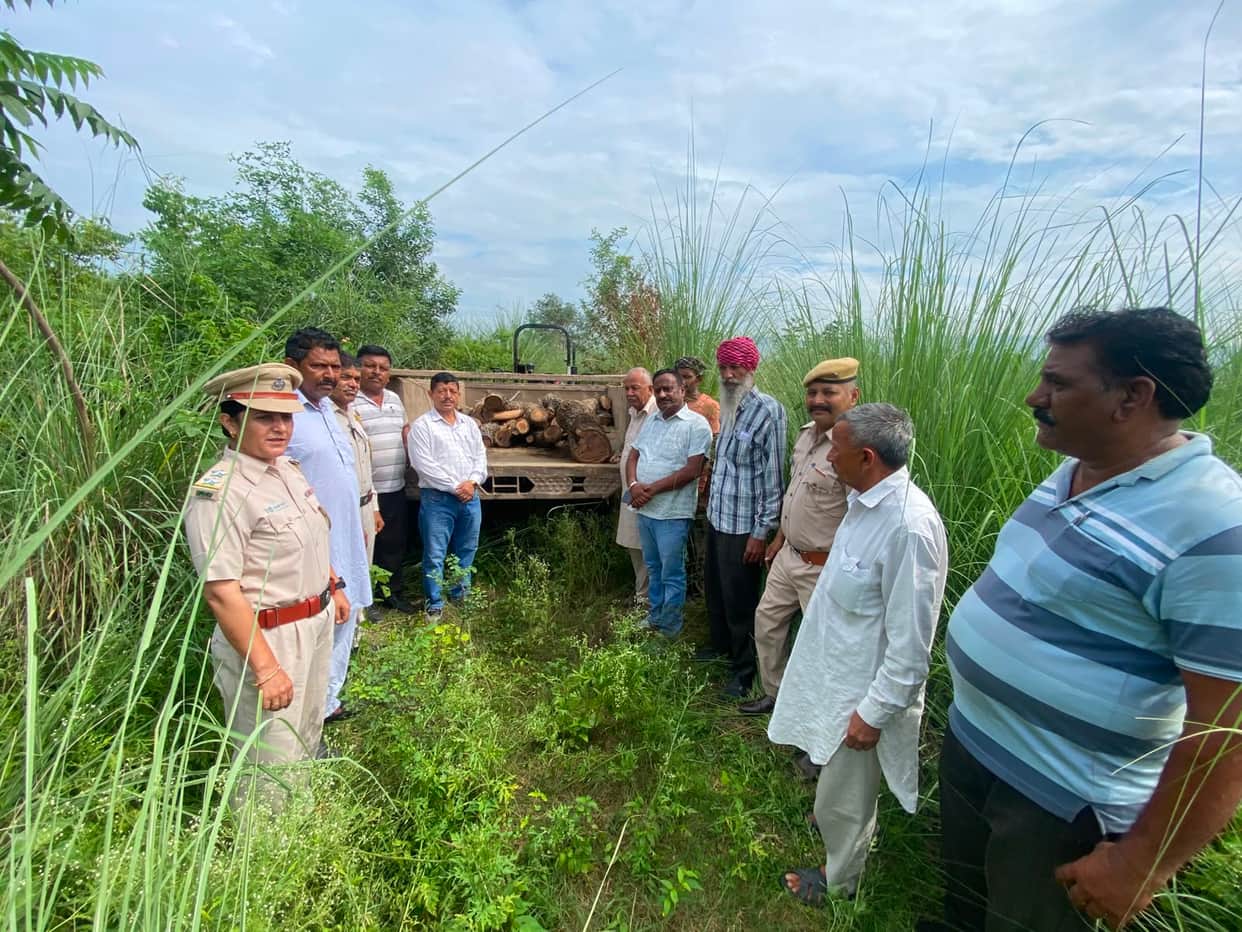 A Forest Department team seized a tractor-trolley loaded with Khair wood and equipment.