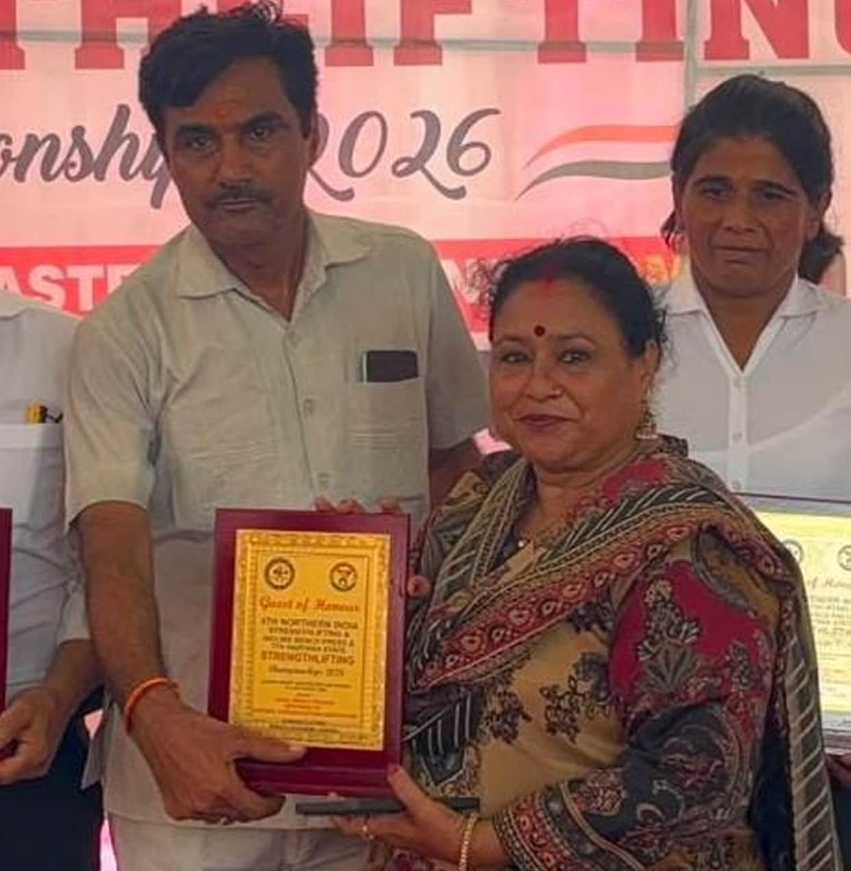 Coach Poonam Tiwari Honoured at Northern India Strength Lifting Championship