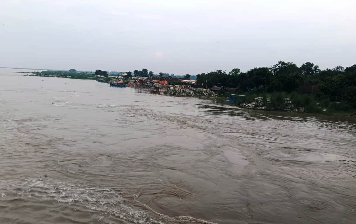 Floodwaters reached the village settlement following the release of water from the barrages.