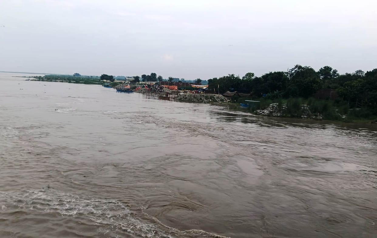 Floodwaters reached the village settlement following the release of water from the barrages.