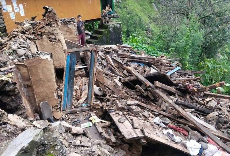 Two houses collapsed due to land subsidence in Gadaparli, Dehuridhar Panchayat.