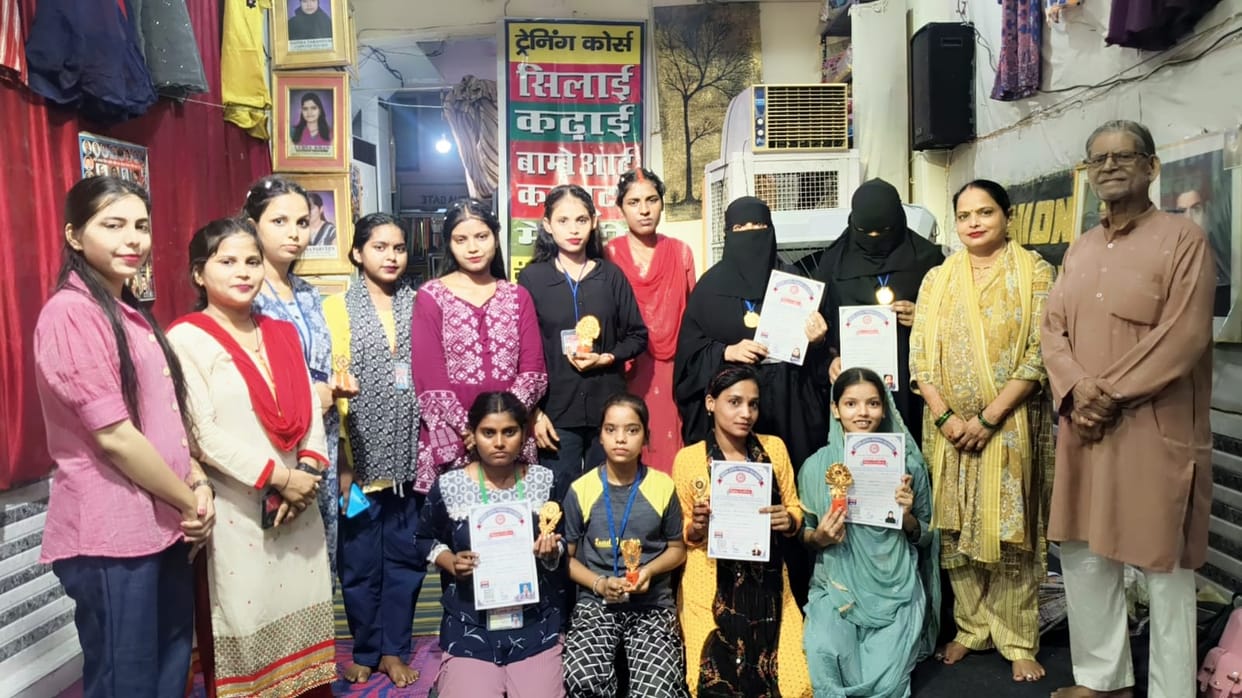 Anisha tops in tailoring; Anjali excels in the beauty parlour competition.
