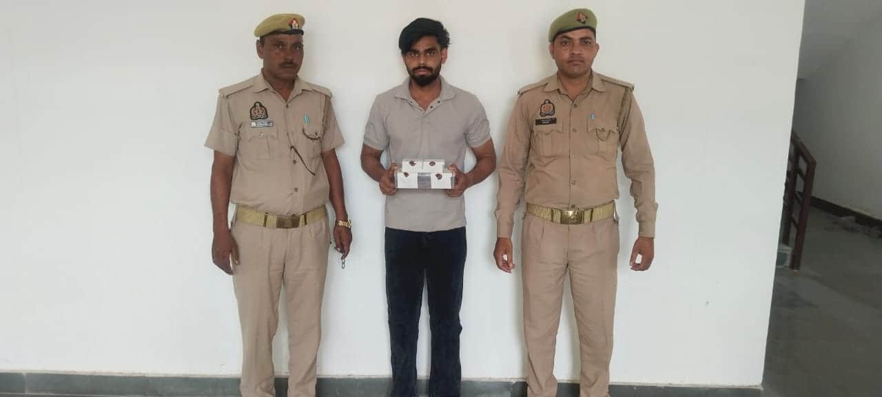पुलिस गिरफ्त में साइबर ठगी का आरोपी। स्रोत : पुलिस