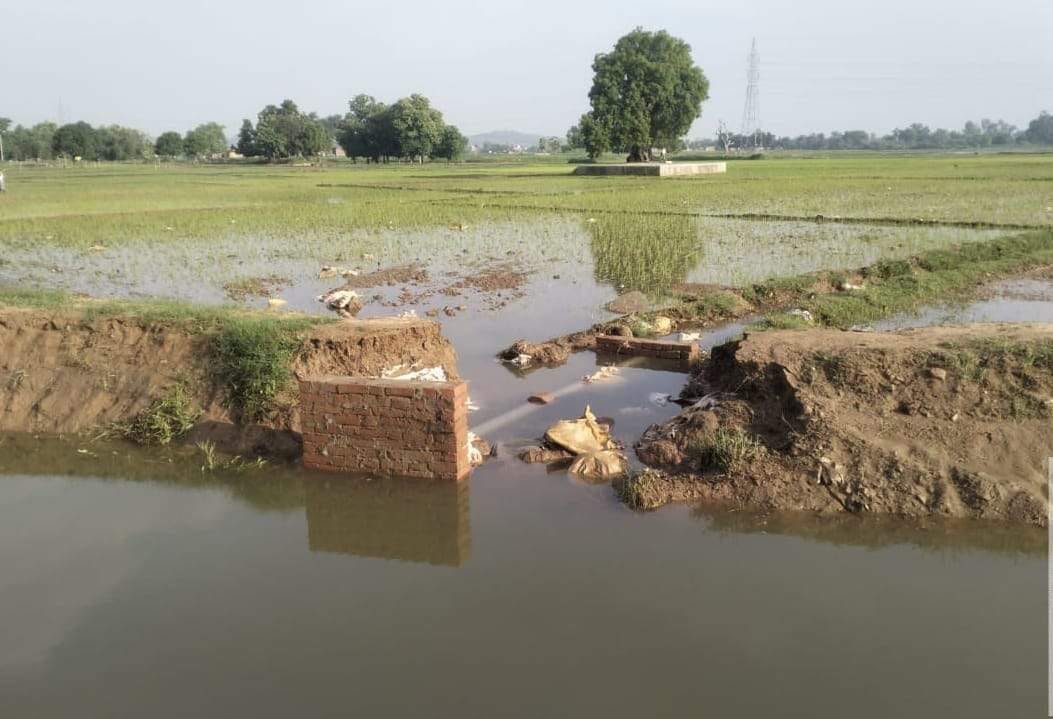 शिकारगंज केभोकाबंधी से संचालित राजवाहा का क्षतिग्रस्त तटबंध। संवाद