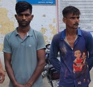 Two people were arrested with stolen goods.